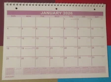 2026 Monthly 3-Hole Spiral - Home Office School WALL ~ NOTEBOOK CALENDAR 11X8"