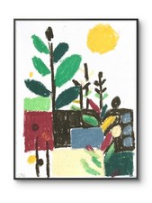 Blocchi Geometrici Astratti Griglia Geometrica Moderna Giardino Originale 11 per 14 Tela