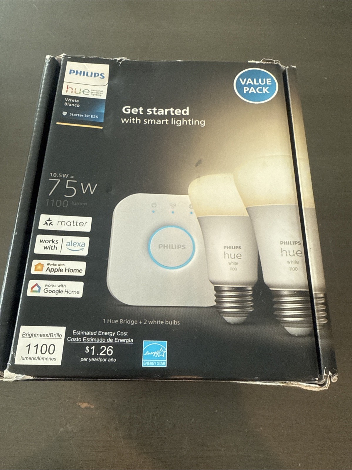 Philips Hue White A19 Bluetooth 75W Smart LED Starter Kit