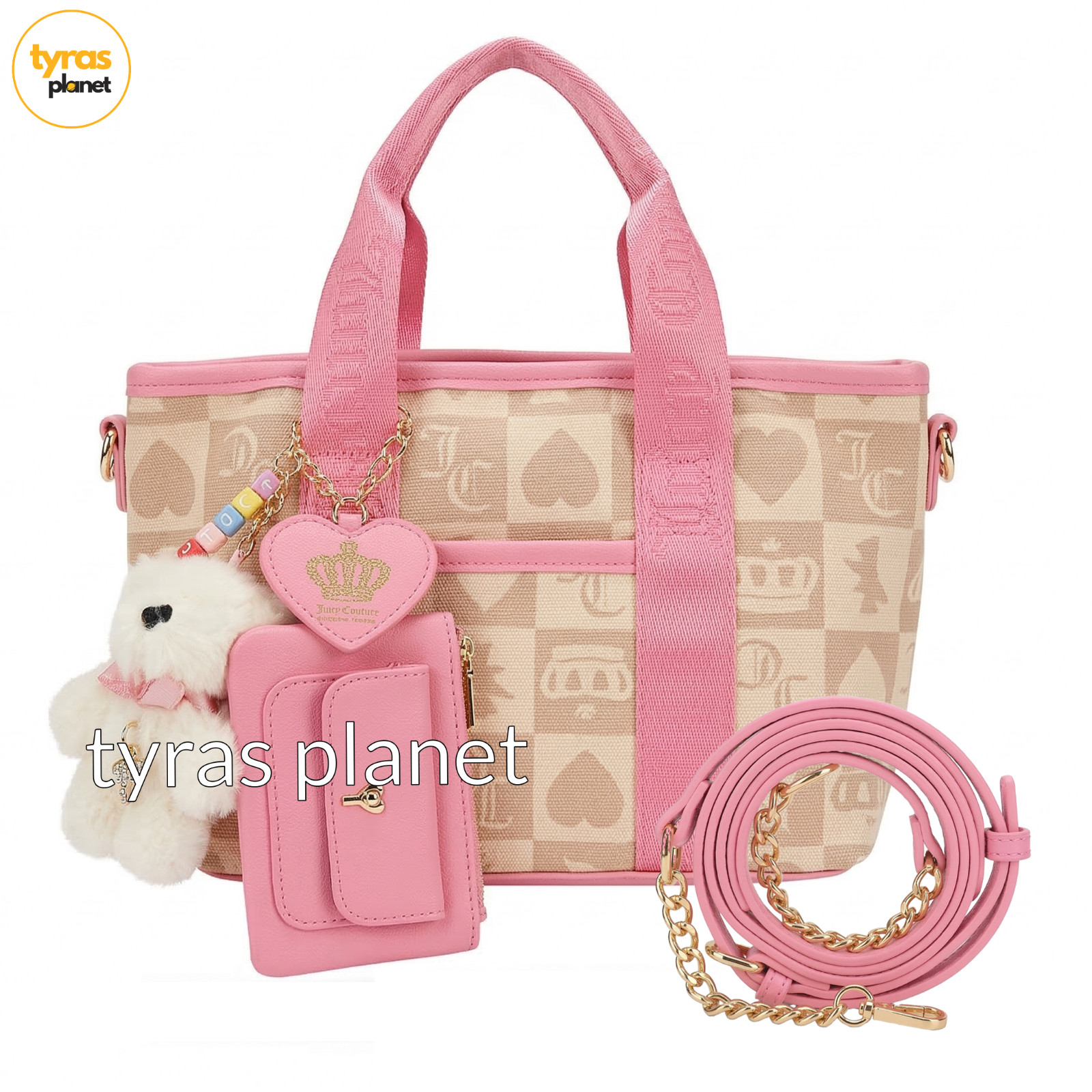 NWT Juicy Couture Sweet Break Time Fabric Mini Crossbody Tote - Sandstone Pink