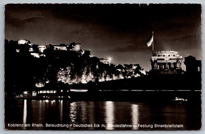 #ad #ad Koblenz Am Rhein Deutsches Eck with Ehrenbreitstein Fortress Germany RPPC $14.95