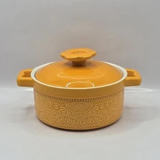 Mini Orange Cocotte With Lid 8 Oz Ceramic Ramekins With Handles Small Casserol 
