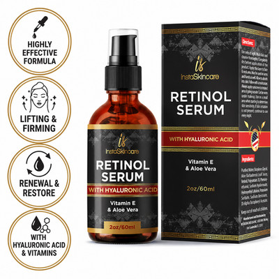 Retinol Serum Hyaluronic Acid Vitamin A E C Aloe Vera Anti-aging For Face 2oz