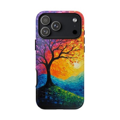 For iPhone / Galaxy / Pixel | Phone Ink Case - Sunset Tree Pastel Glow