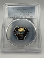 2026 Niue 4 Gold Mermaid Galaxy Swirl Rev PR Colorized PCGS PR69 4 Grams 22KT
