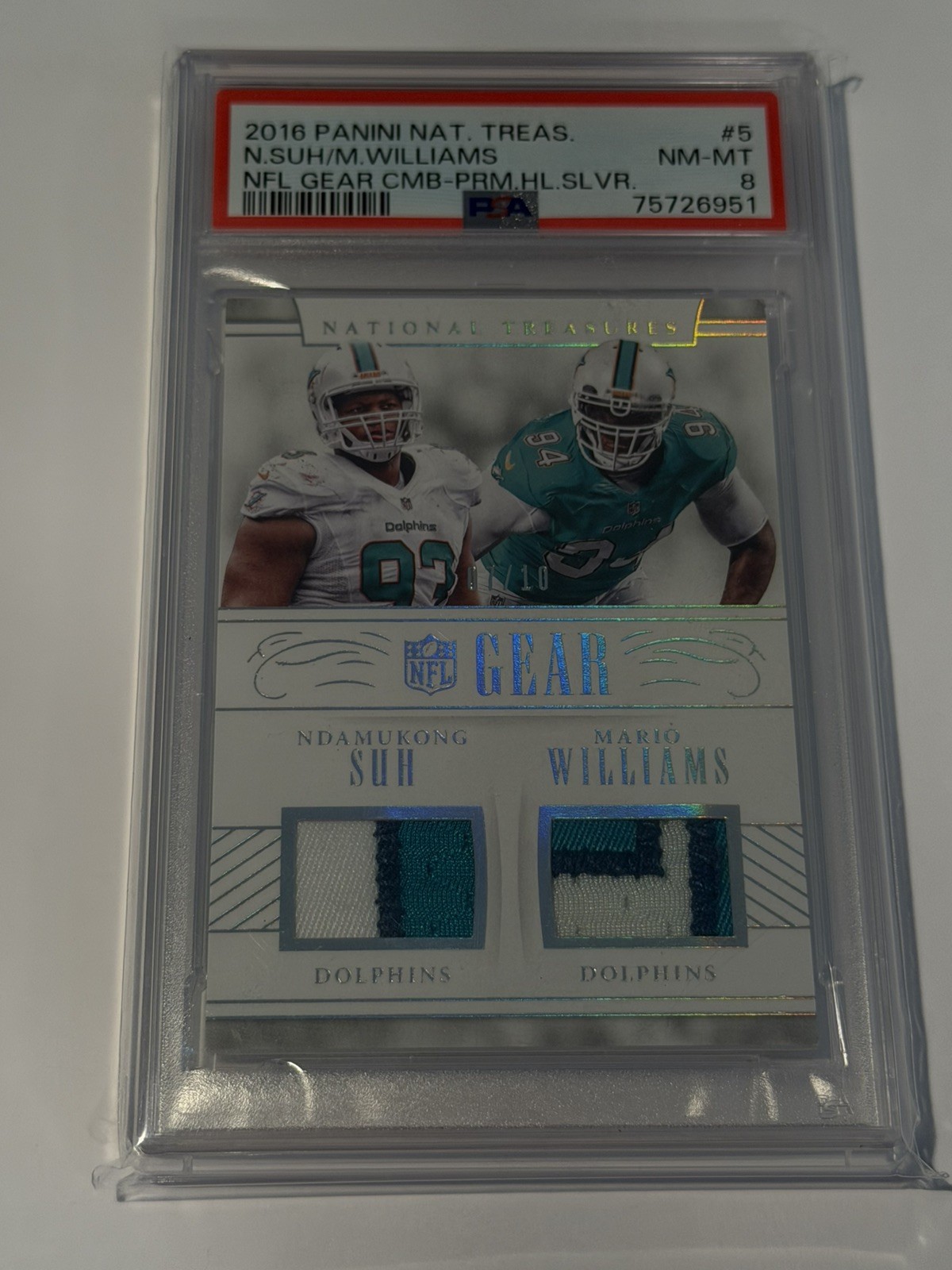 Ndamukong Suh/Mario Williams Dual Patch /10 2016 National Treasures PSA 8