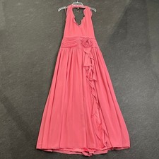 BHLDN Plunge Halter-Neck Chiffon Maxi Dress Women's Size 8 Rose