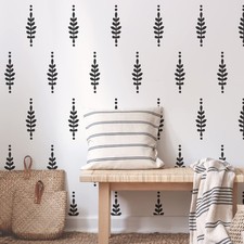 A Room with Floral Vinyl Leaves Wall Decals, Peel and Stick Modern Boho Flowe...