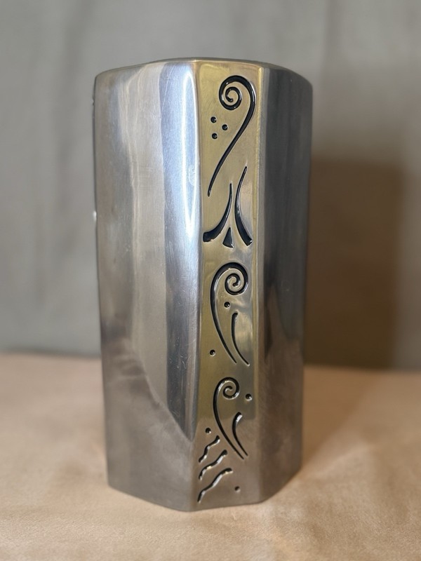 LENOX SPYRO METAL SILVER STAINLESS PEWTER SERVEWARE WINE CHILLER COOLER VASE