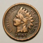1891 Indian Head Cent Penny  VG-Details   "Actual Coin Pictured - Not Cleaned"