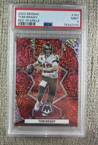 2022 Panini Mosaic Tom Brady Red Sparkle PSA Graded Mint 9 Tampa Bay Buccaneers