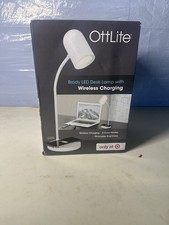 OttLite LED Desk Lamp White Wireless Charging Dimmable Touch 3 Color Modes