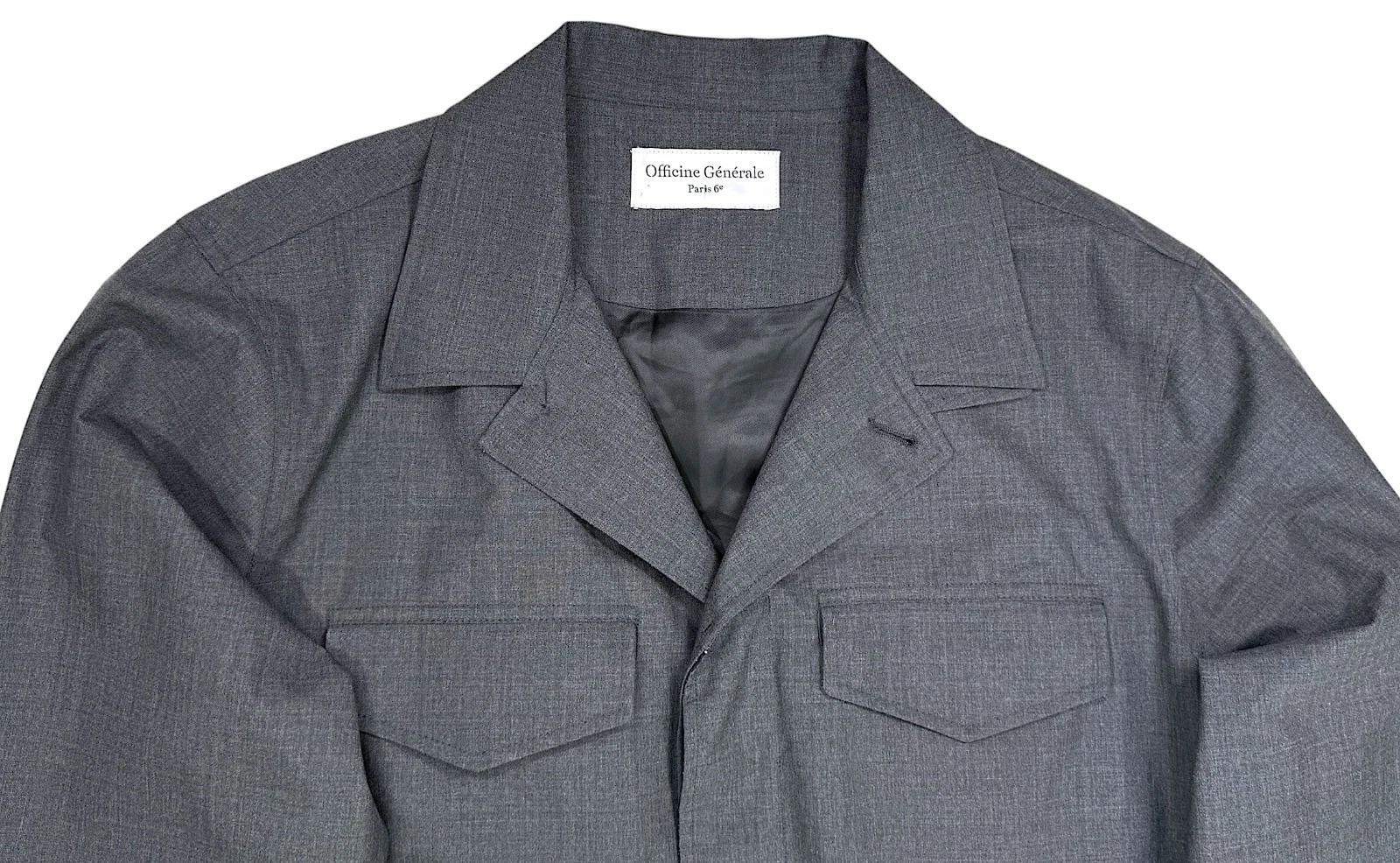 Officine Generale Men's Charcoal Jacket 4 Utility Pockets Tech Water Resist sz M - product detail image 3