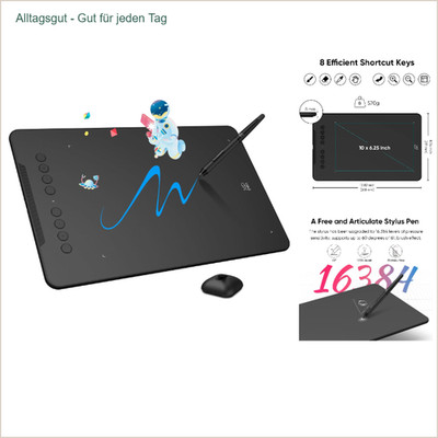 XP-Pen DECO01V3 Grafik-Tablet 10x6 Zoll, Neigbarer Stift 16384 Druckstufen, 8