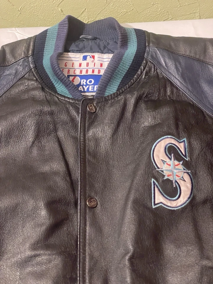 Vintage 90s Pro Player Seattle Mariners Leather Jacket 2XL MLB - Image 2 of 4