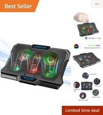Laptop Cooling Pad, Laptop Cooler with 6 Quiet Fans RGB 7 Color Light for 15....