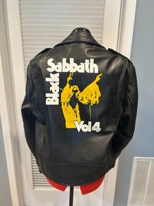 Black Sabbath vintage hand painted leather biker jacket size 40