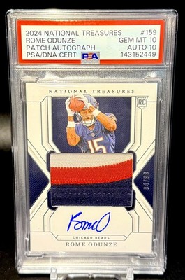 POP 1! National Treasures Rome Odunze True RPA rookie RC /99 Auto Bears PSA 10🔥