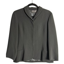 RALPH LAUREN Black Label Lady's Black Hidden Button Jacket 100 Silk Size 6