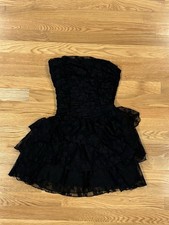 Windsor Black Lace Strapless Ruffle Fit & Flare Mini Dress Floral Size M