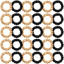 30 Pcs Small Satin Silk Scrunchies Bulk for Women, Thin Hair Ties Mini Scrunchy
