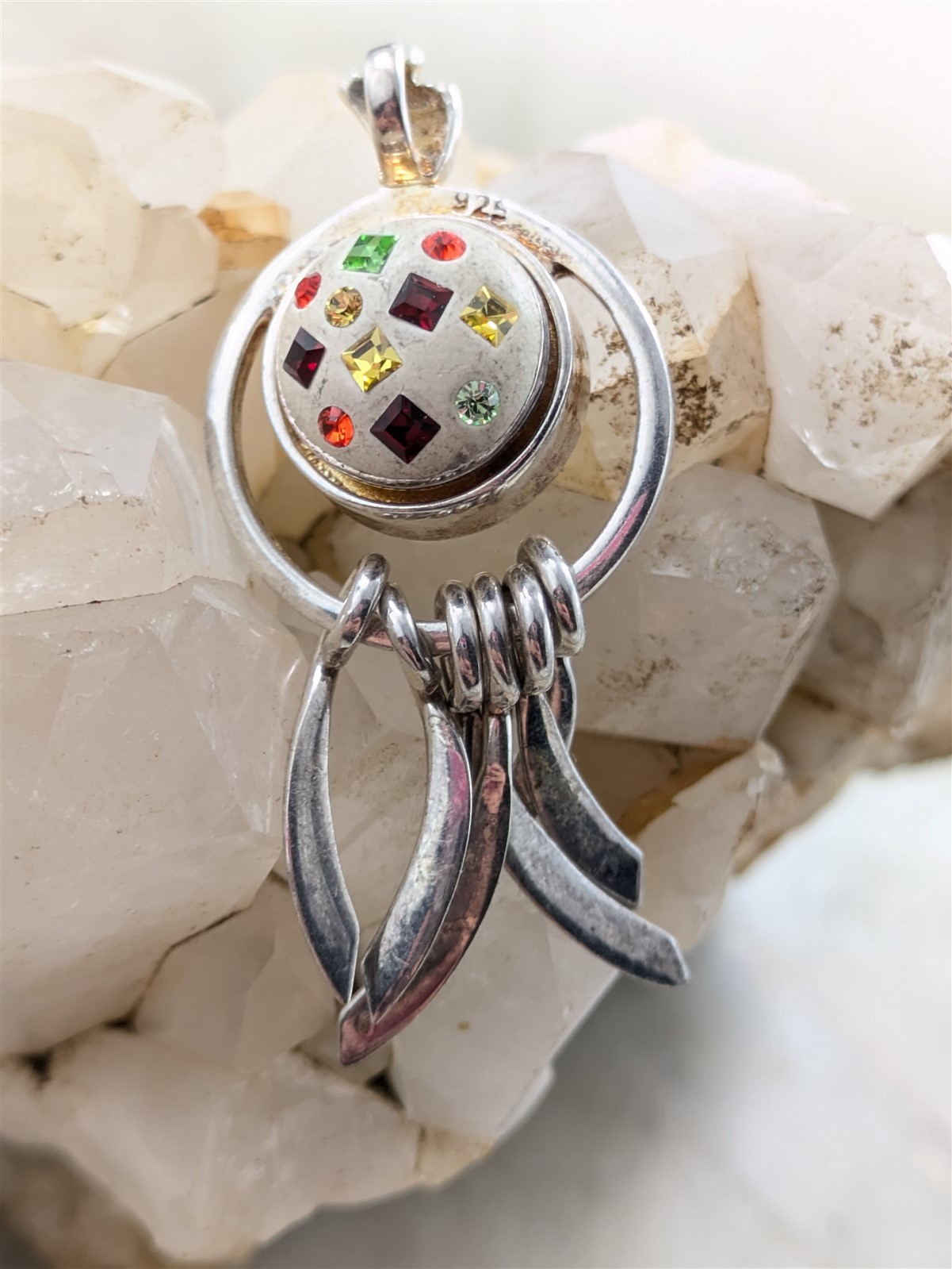 Vintage Solid Sterling Silver Multi Gemstone Tass… - image 3