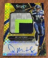 Panini Select 2019 DK Metcalf Seahawks Rookie Sig Mem #RM-DK Gold Prizm /10