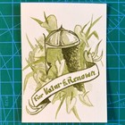 ACEO Original Watercolor Medieval Knight Helmet Banner Flowers 3.5x2.5" — photo 1