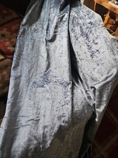 Silver Blue Cotton Crushed Velvet Unlined Curtains W50 X L77 Inches