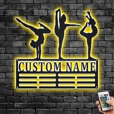 Custom Gymnastics Achievement Holder LED Light Personalized Display Sign 36x36in