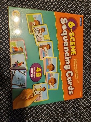 LAKESHORE 6-Scene Sequencing Cards Kids Learning Game Cards, 8 Scenes 48 Cards