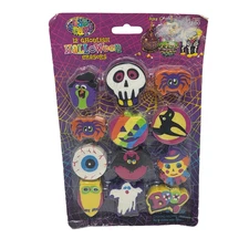 LISA FRANK 12 GHOULISH HALLOWEEN ERASERS NEW IN SEALED PACKAGE GHOST WITCH BOO