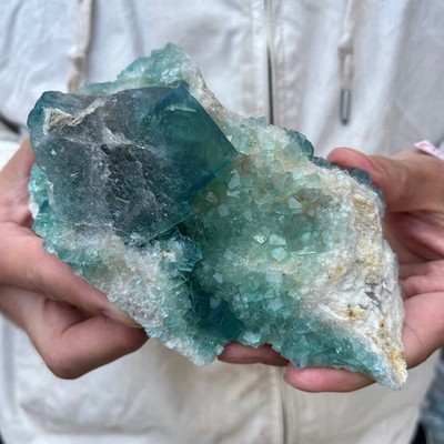 2lb Natural cube green fluorite crystal rough mineral specimen healing