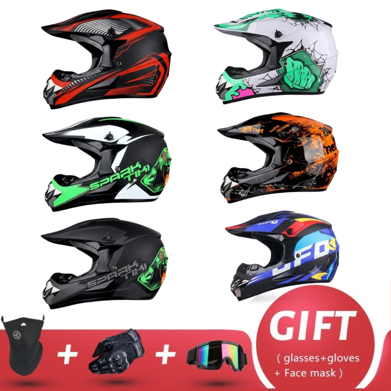 Caschi Moto Quad BMX MX Enduro Racing Protezione Scudo Copricapo UnisexBambino