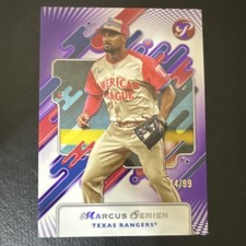 Topps 2025 Pristine Purple Pulsar Refractor Serial #/99 Marcus Semien Rangers