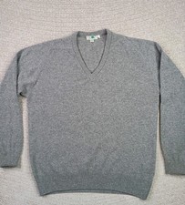 Vintage LL Bean Sweater Mens XL Gray V-Neck 100 Lambs Wool Made In Ireland