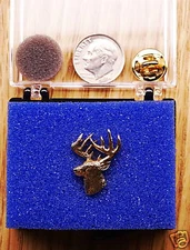 24K Gold Plated 3/4 View Deer Head  Pin / Tie Tack