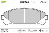 Valeo 302224 Bremsbelagsatz, Scheibenbremse FüR Lexus Toyota
