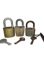 3 Vintage Slaymaker Padlocks With Keys All In Working Condition Made In USA