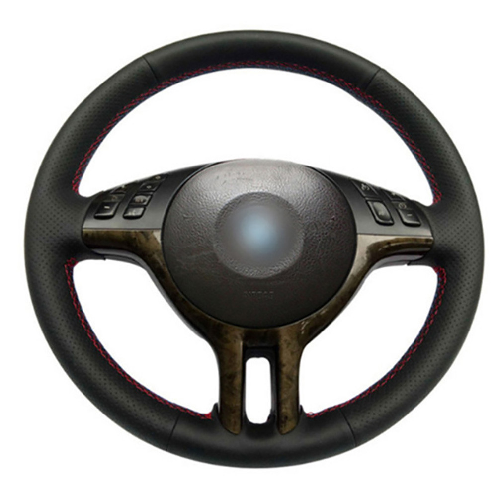 DIY Customized PU Steering Wheel Stitch on Wrap Cover For BMW E39 E46