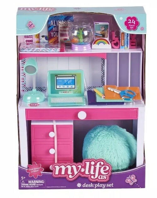 my life as 18" desk play set chair accessories set lamp brand new american  girl✨