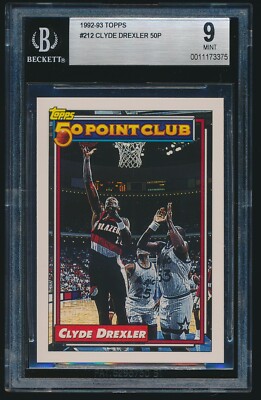 1992-93 Topps #212 Clyde Drexler 50P BGS 9 Mint