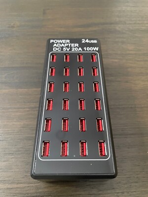 USB Charging Station, 100W/20A 24 Port Desktop Multiple Device Charger Station 