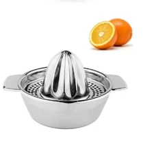 Stainless Steel Citrus Juicer – Manual Lemon Squeezer with Bowl & Strainer