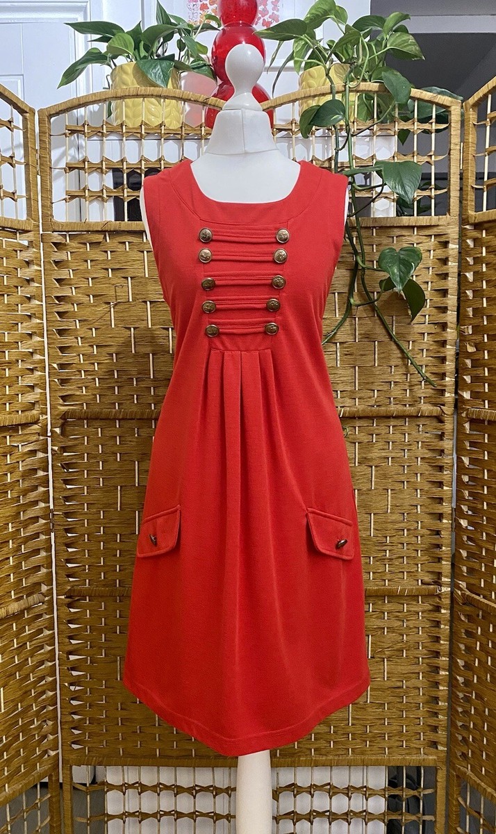 Vintage 'Military' Style Red Mini-Dress (UK 10)