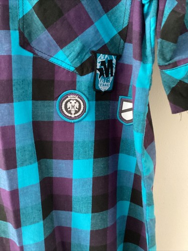Mecca Long Sleeve Purple & Turquoise Check Shirt, UK Size XL, Excellent C - Picture 6 of 6