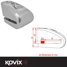 KOVIX KAL 10mm MOTORCYCLE MOTORBIKE BIKE SCOOTER DISC LOCK 120db ALARM