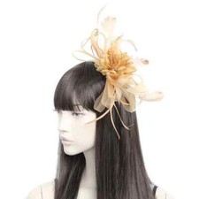 Ladies  Gold  Fascinator Headband Wedding Race Royal Ascot FB