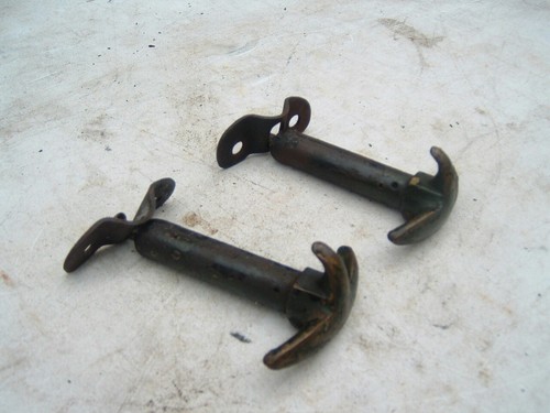 BONNET LATCHES,MILITARY LAND ROVER? TIE DOWN HOOKS,,BRASS HANDLES.ORIGINAL