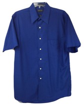 Arrow Wrinkle Free Medium 15 1/2 SS Mens Dress Shirt Blue